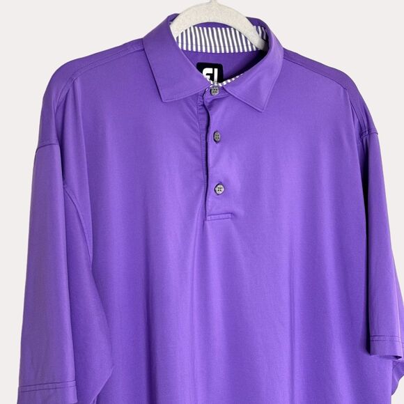 FootJoy FJ Mens Golf Polo Shirt Top Athleisure Athletic Purple L bv - Picture 2 of 6